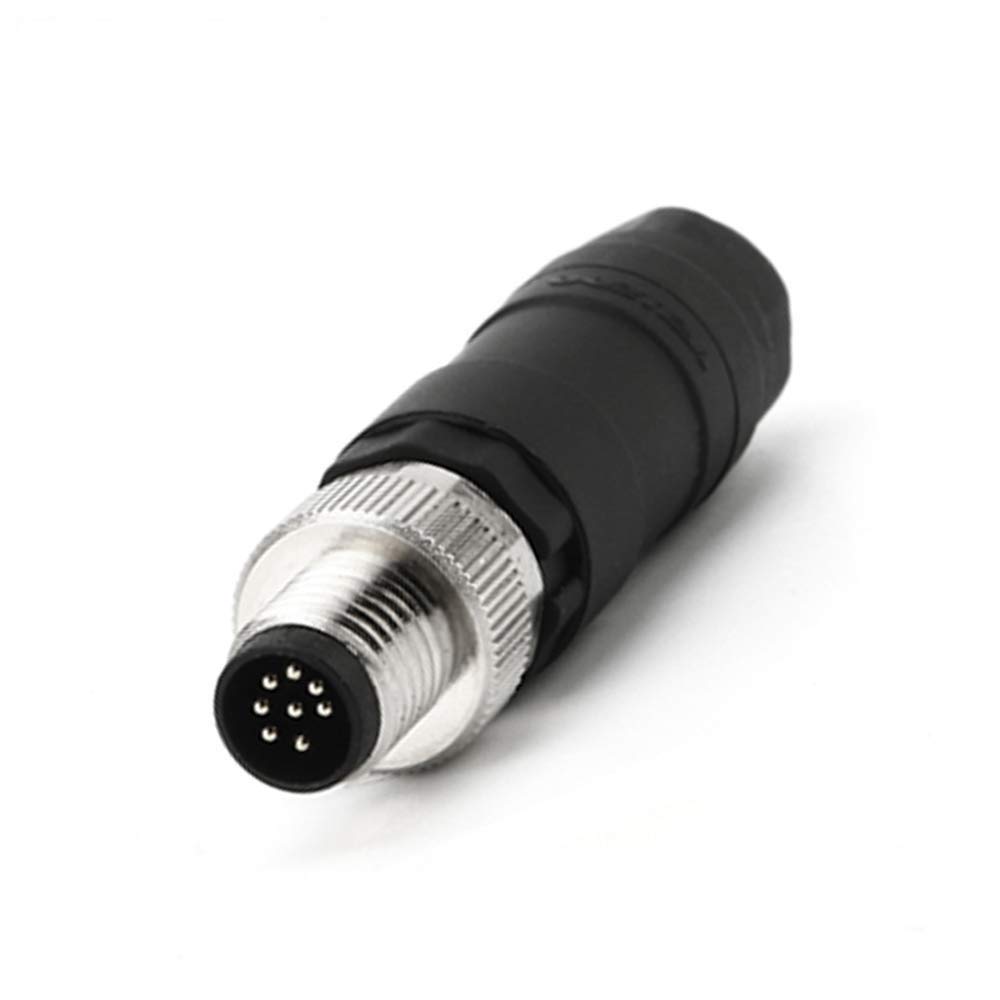 Conector M12 de 8 pines macho con codificación A, conector industrial de campo, adaptador de enchufe