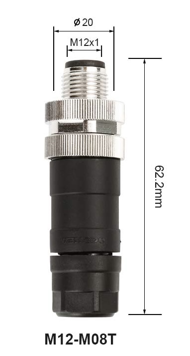 Conector M12 de 8 pines macho con codificación A, conector industrial de campo, adaptador de enchufe - Imagen 2