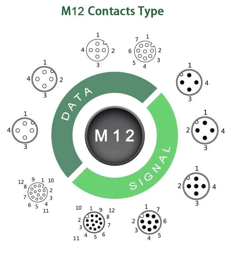 Conector M12 de 8 pines macho con codificación A, conector industrial de campo, adaptador de enchufe - Imagen 5