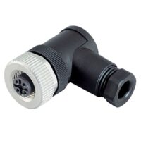 M12 Conector acodado hembra, Contactos: 5, 6,0-8,0 mm, sin blindaje, abrazadera de cable, IP67