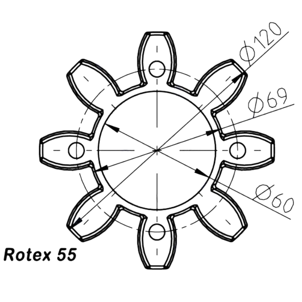 Acoplamientos ROTEX – Inserto Spider T-PUR® 98 Shore A (Color Lila) – Tamaños 24, 28, 38, 42, 48, 55, 65 - Imagen 7