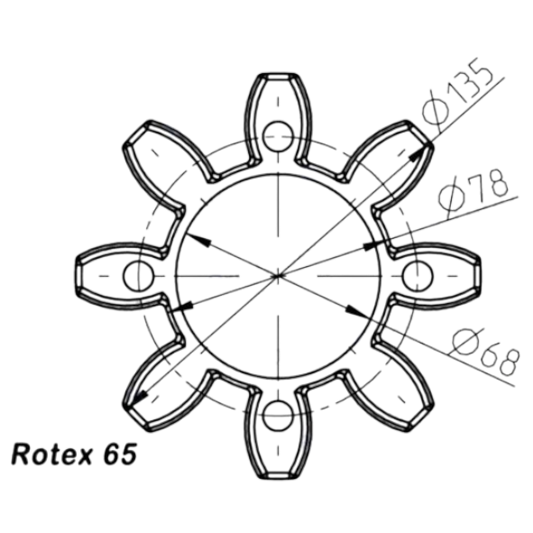 Acoplamientos ROTEX – Inserto Spider T-PUR® 98 Shore A (Color Lila) – Tamaños 24, 28, 38, 42, 48, 55, 65 - Imagen 8